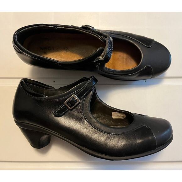 Naot Shoes - Naot Dashing Mary Jane Shoes Women’s Sz 8 Black Leather Comfort Heel Pump Career
